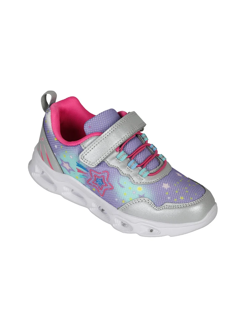 Sneakers da ragazza con chiusura a strappo e luci - lilla