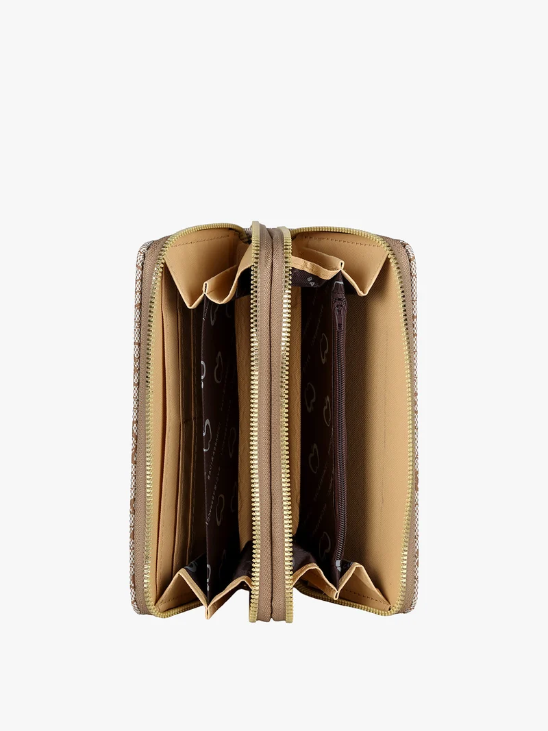 Portafoglio rettangolare da donna con doppia zip - khaki