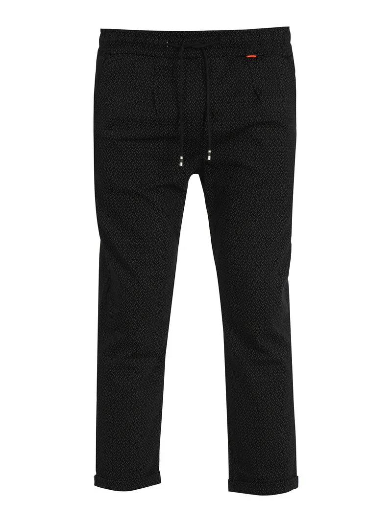 Pantaloni casul da uomo con coulisse e risvolto - nero