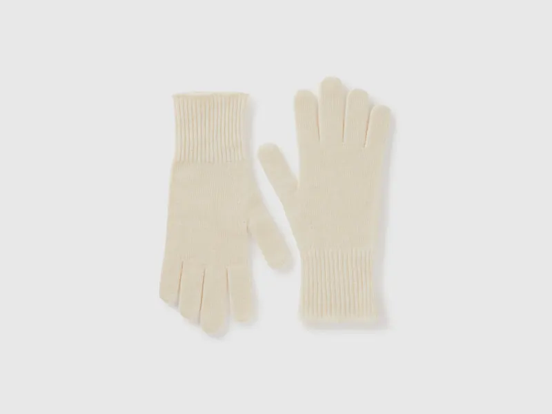 Cremeweiße Handschuhe aus reiner Merinowolle