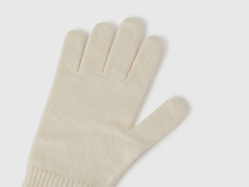 Cremeweiße Handschuhe aus reiner Merinowolle
