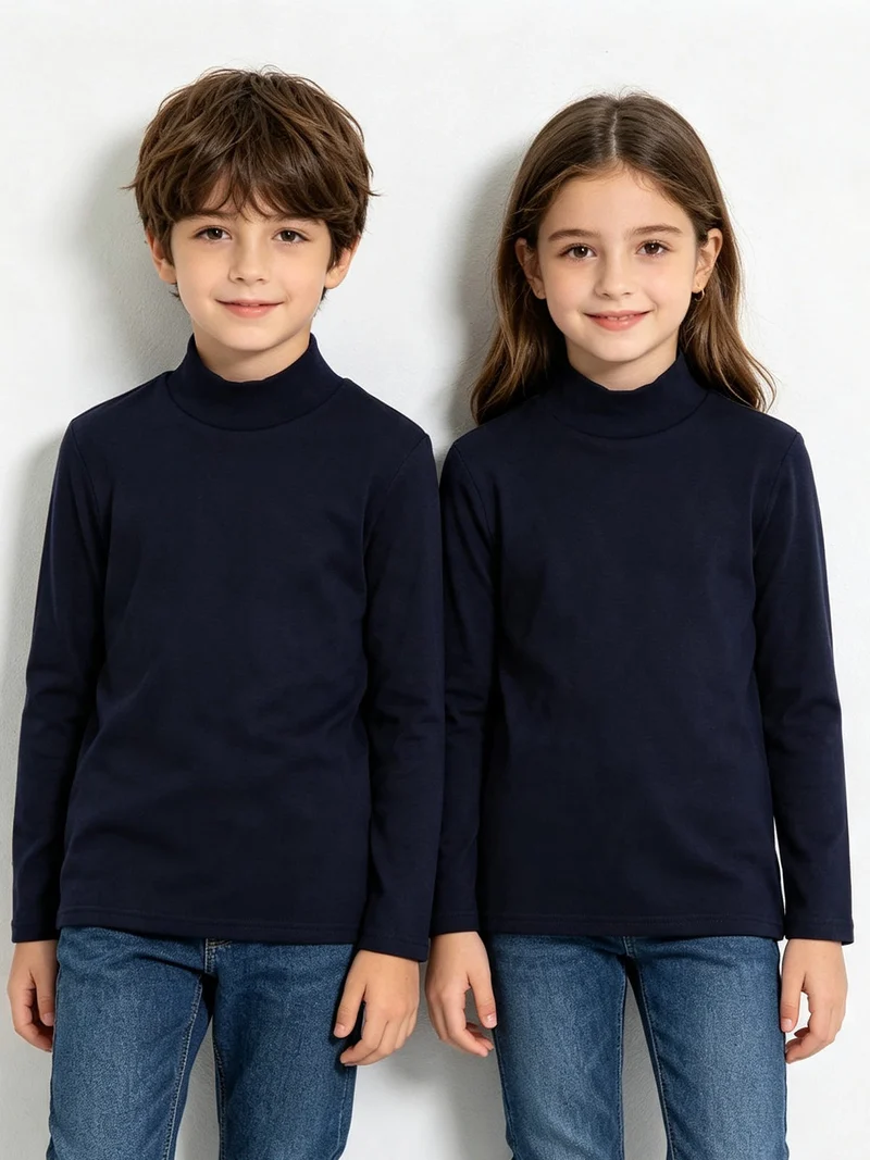 Maglia a lupetto da bambini a maniche lunghe - blu scuro