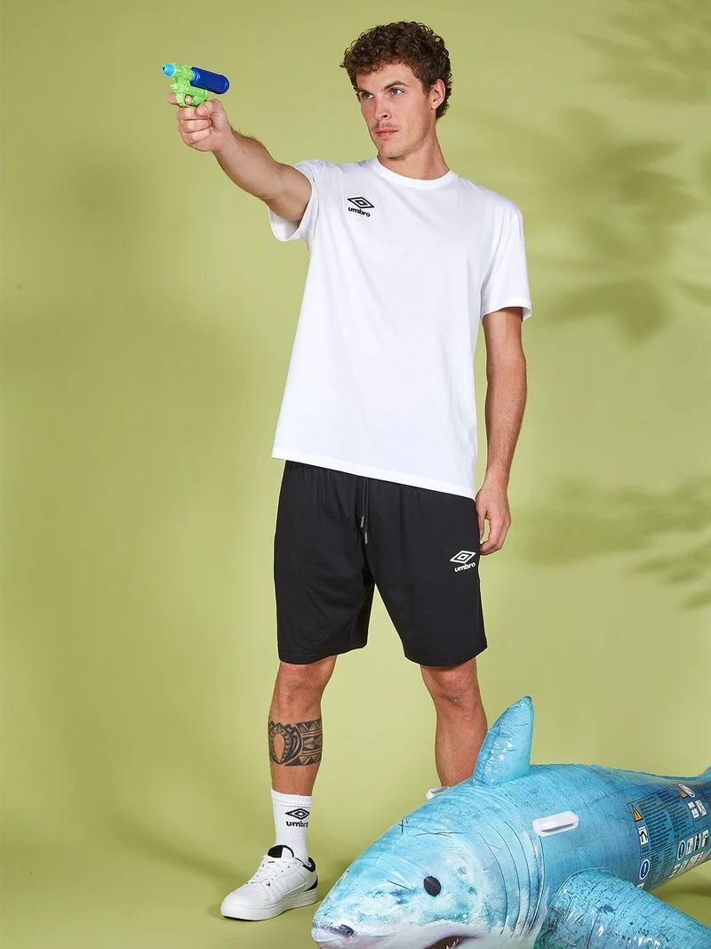 Completo corto da uomo 2 pezzi in cotone con logo - bianco