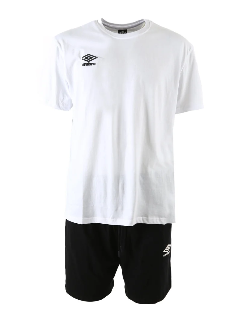 Completo corto da uomo 2 pezzi in cotone con logo - bianco