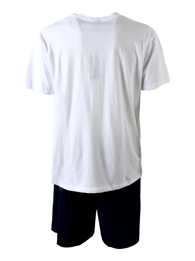 Completo corto da uomo 2 pezzi in cotone con logo - bianco