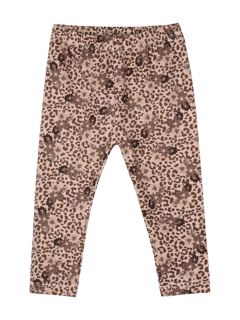Completo 2 pezzi da neonata con maglietta e leggings a fantasia - panna