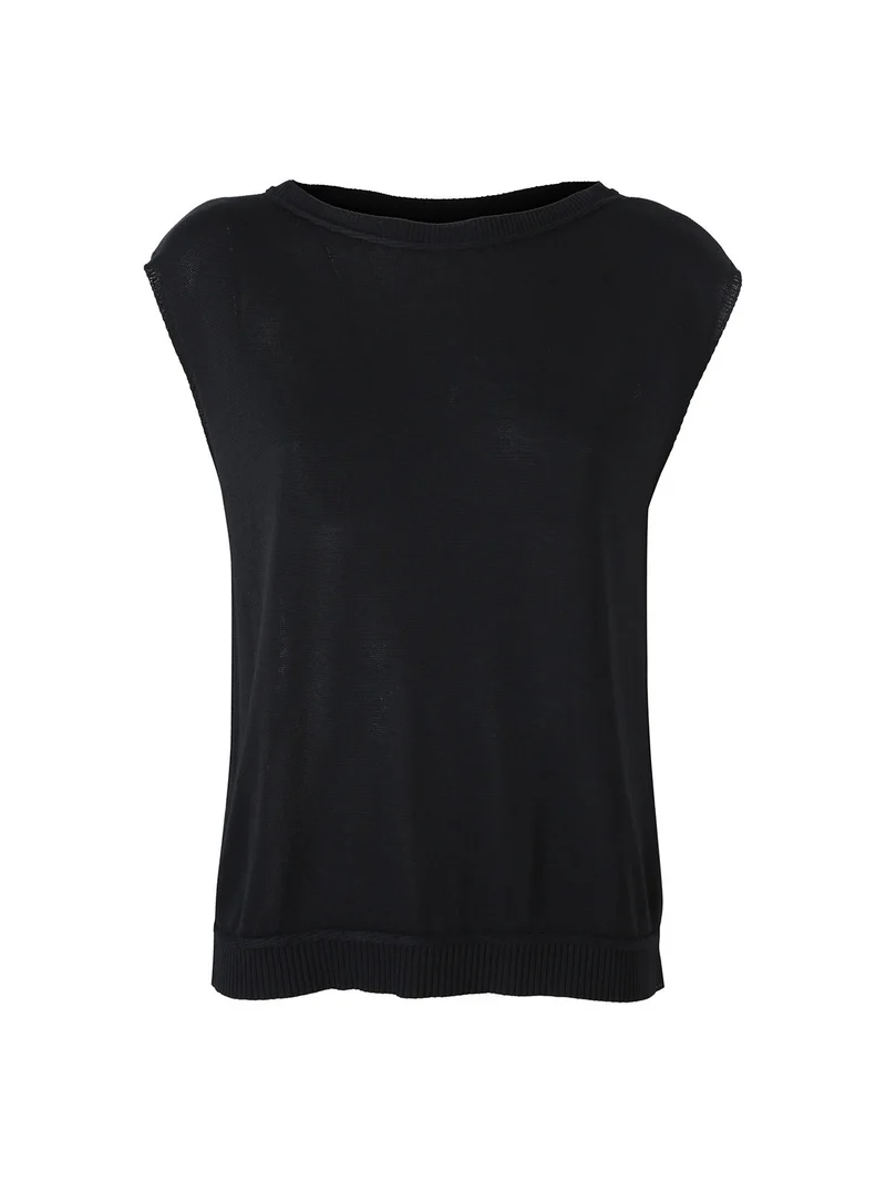 Gilet donna in maglia fine - nero