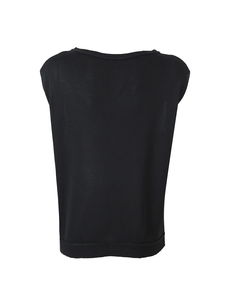 Gilet donna in maglia fine - nero