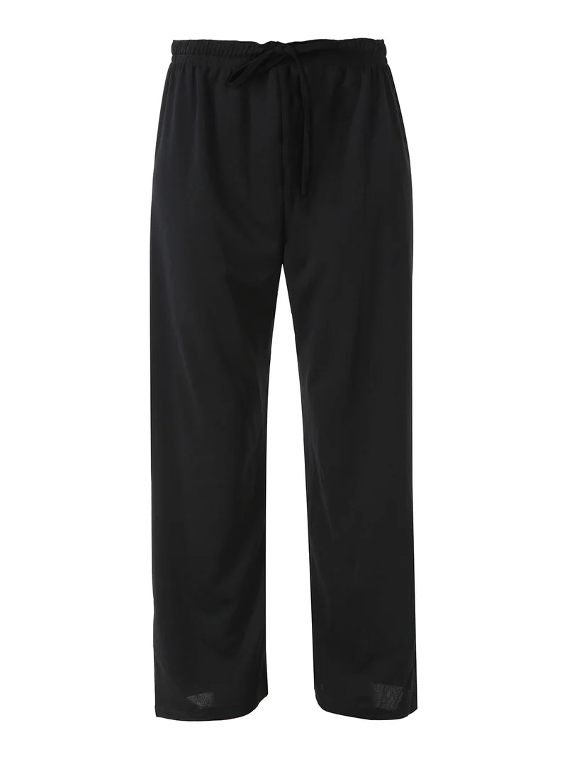 Pantaloni donna a gamba larga con coulisse - nero