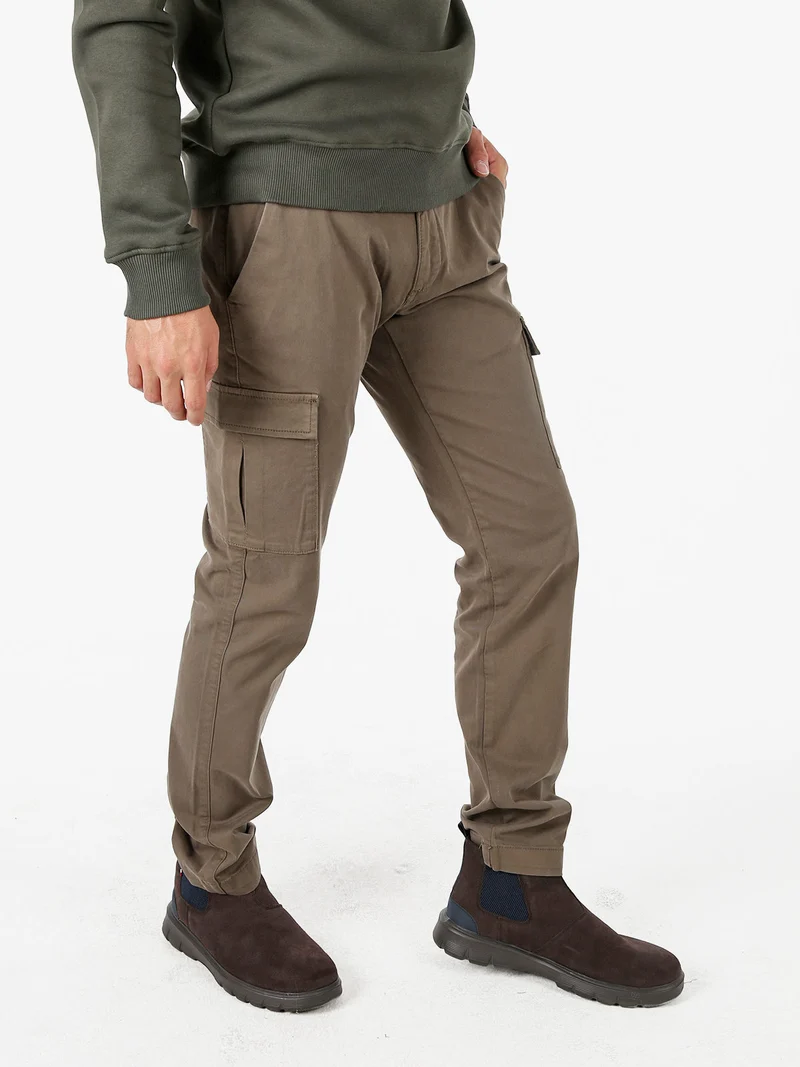 Pantaloni uomo in cotone con tasconi - taupe