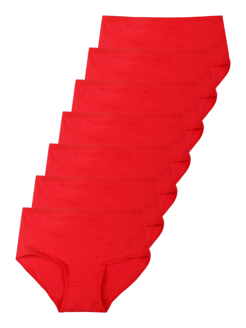 Confezione da7 slip maxi da donna in cotone - rosso