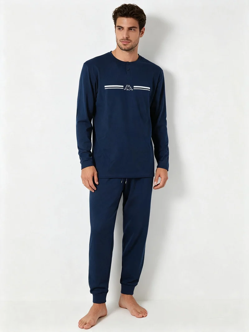 Pigiama lungo da uomo in cotone - jeans