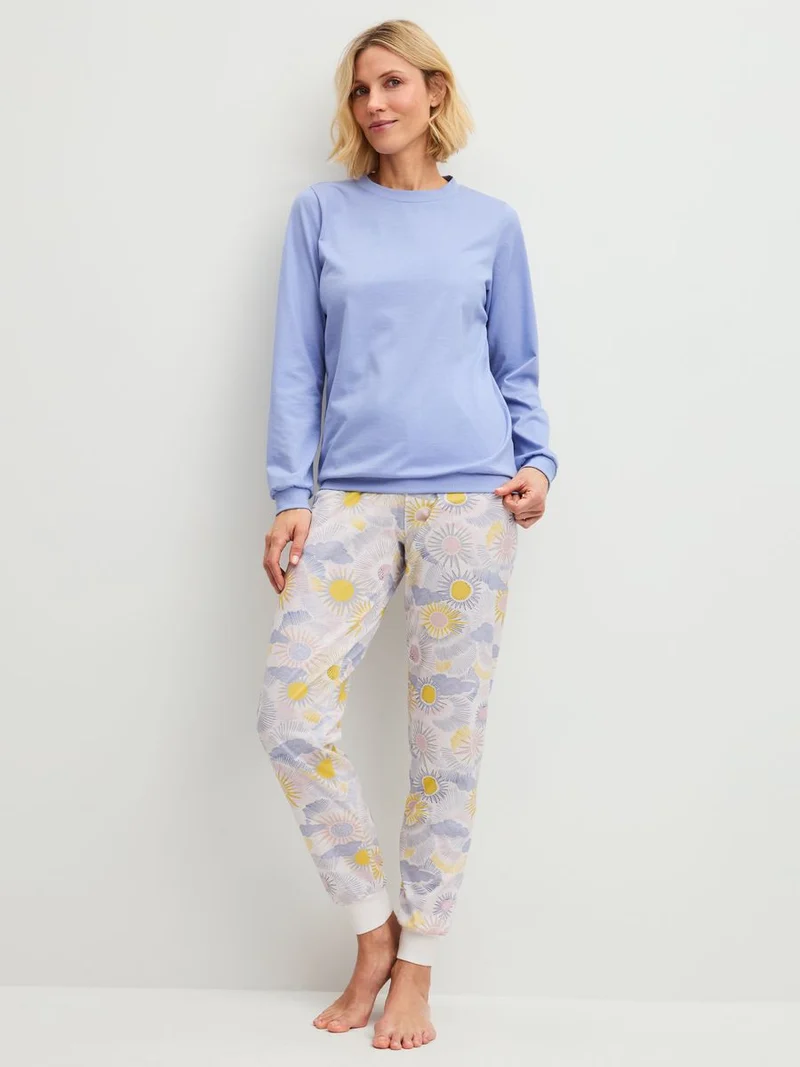 DAMEN Pyjama mit Bündchen