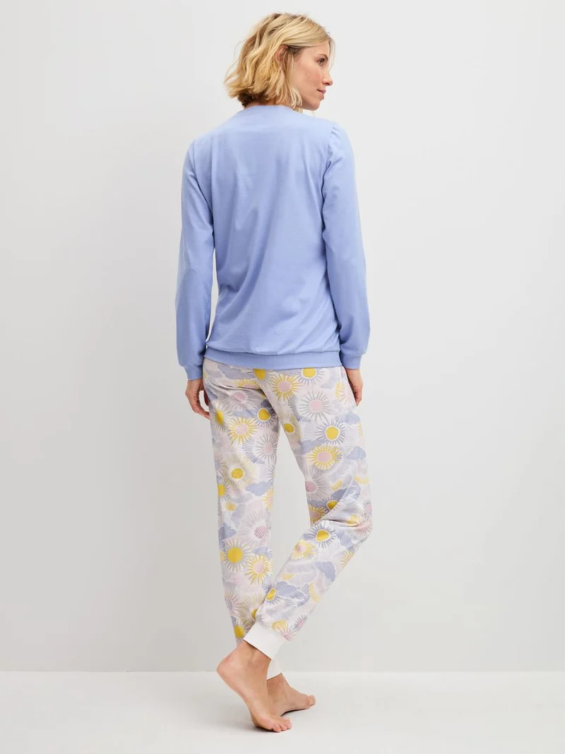 DAMEN Pyjama mit Bündchen