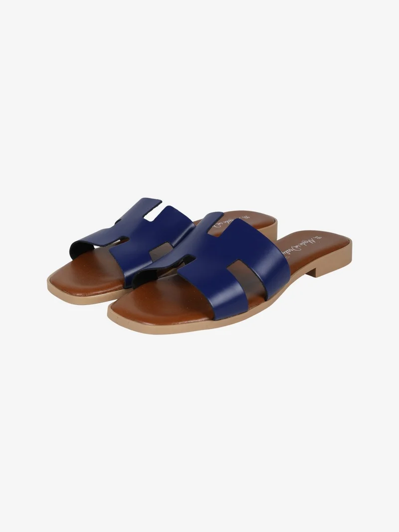 Ciabatte basse da donna con fascia in pelle - blu