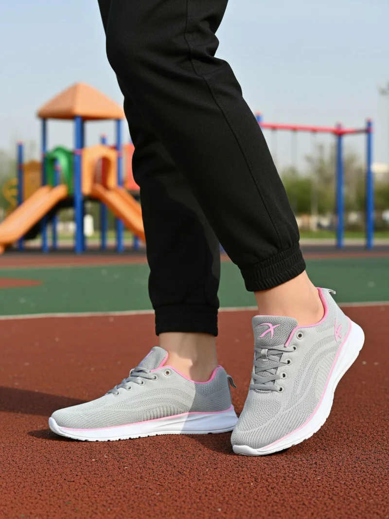 Sneakers donna sportive in maglia - grigio