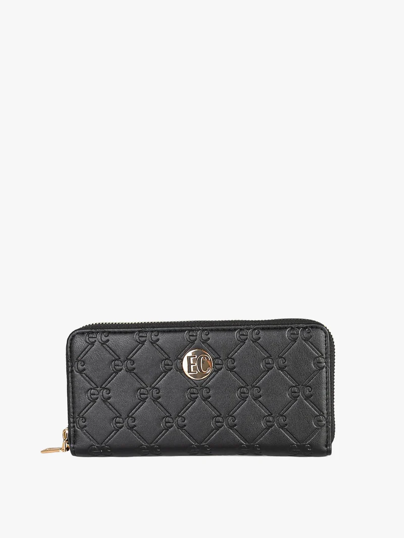 Portafoglio donna in ecopelle con zip - nero