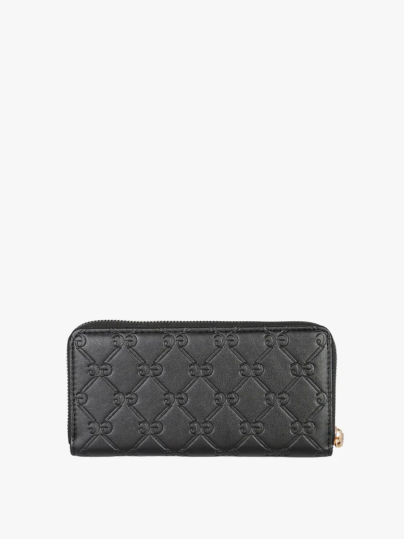 Portafoglio donna in ecopelle con zip - nero