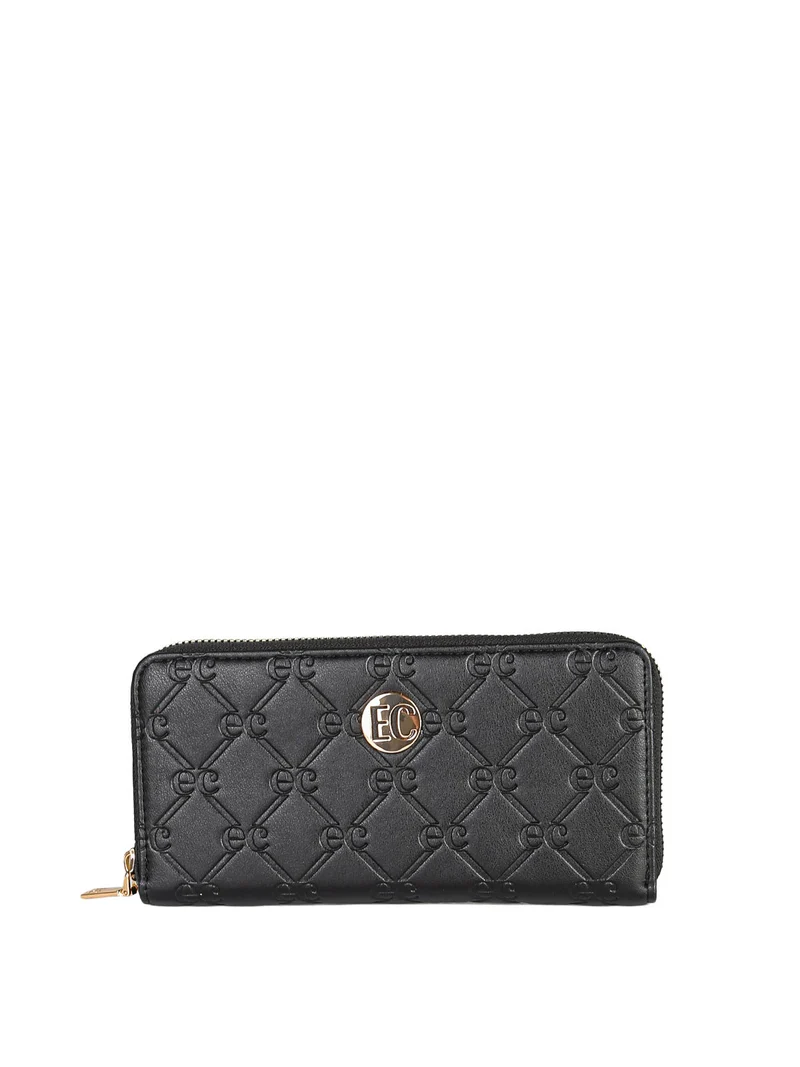 Portafoglio donna in ecopelle con zip - nero