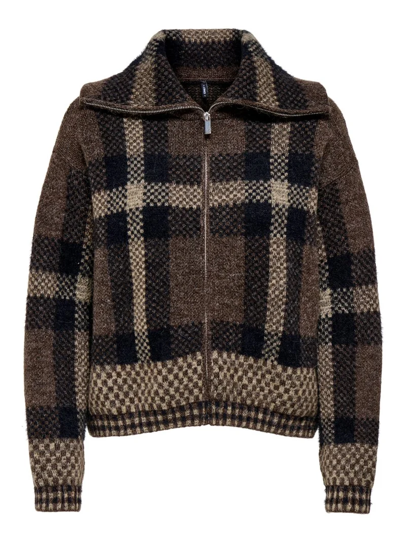 ONLMAROON LS ZIP COLLAR CARDIGAN KNT