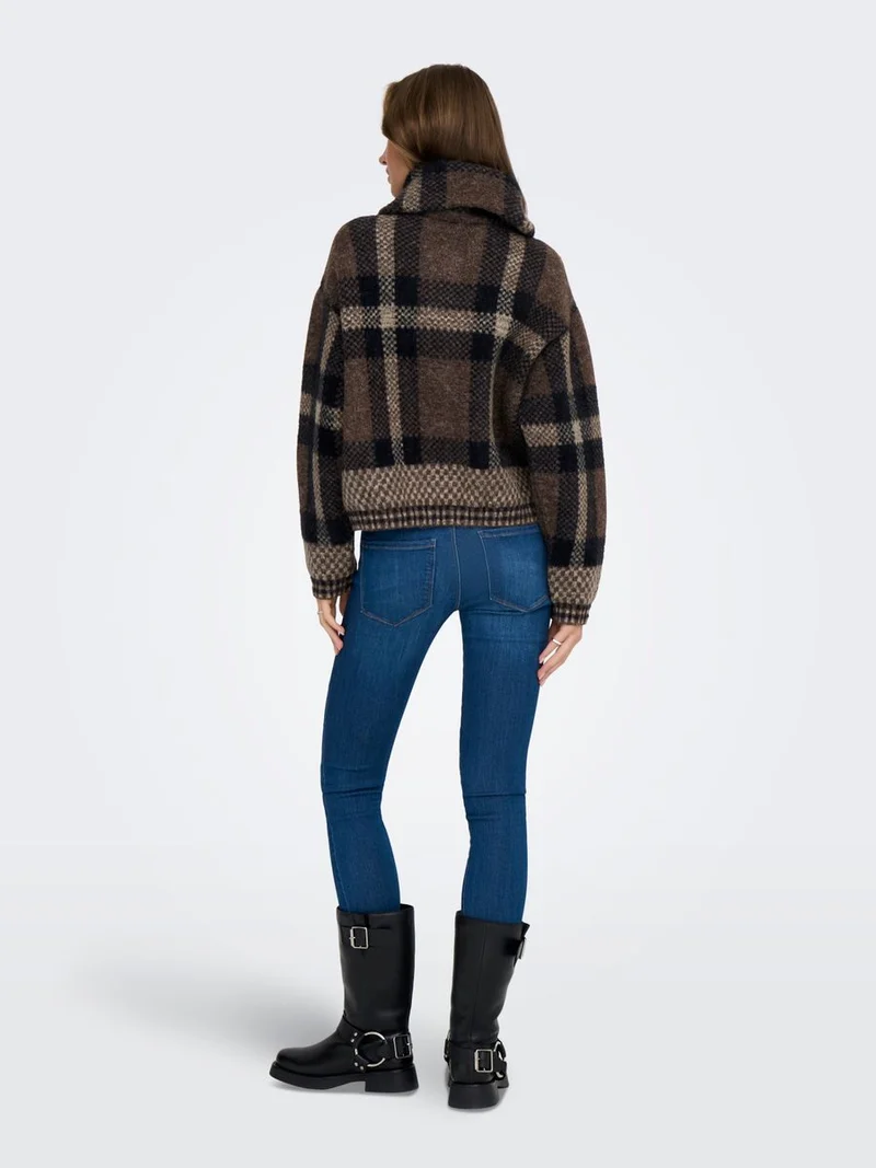ONLMAROON LS ZIP COLLAR CARDIGAN KNT