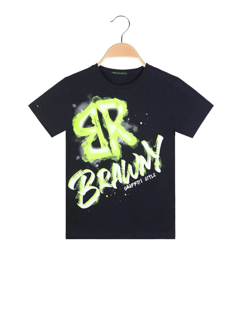 T-shirt manica corta da bambino in cotone - blu scuro
