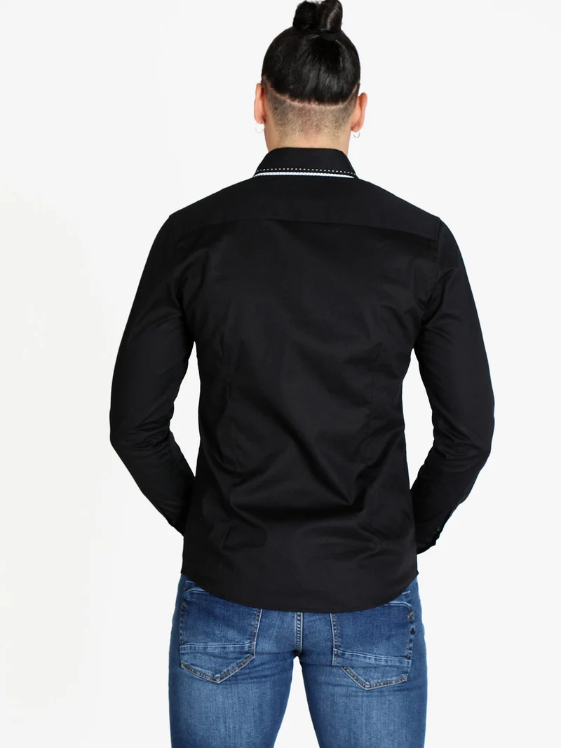 Camicia classica da uomo in cotone - nero