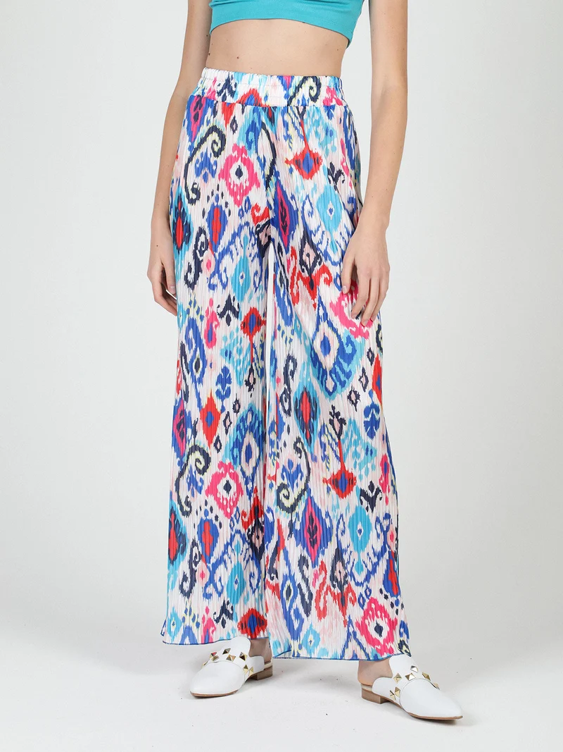 Pantaloni donna leggeri a palazzo colorati - blu