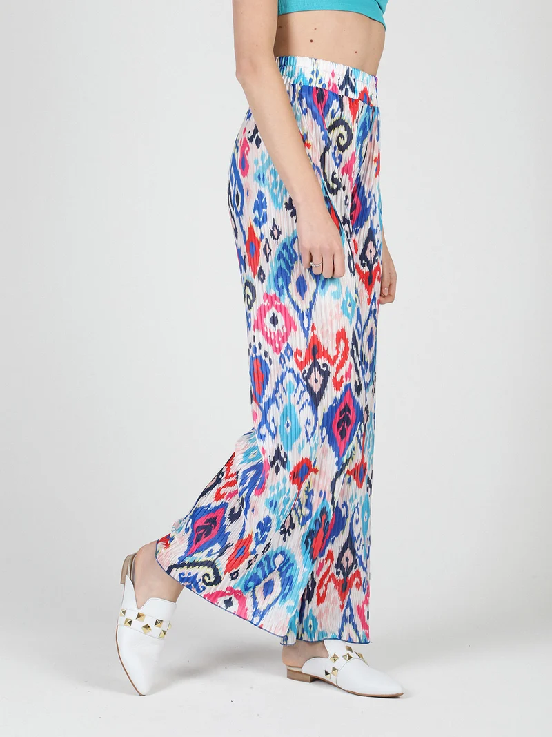 Pantaloni donna leggeri a palazzo colorati - blu