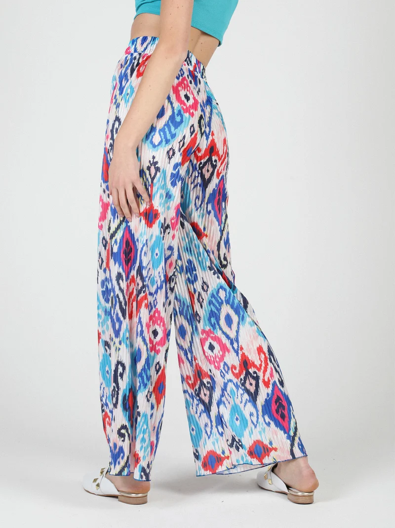 Pantaloni donna leggeri a palazzo colorati - blu