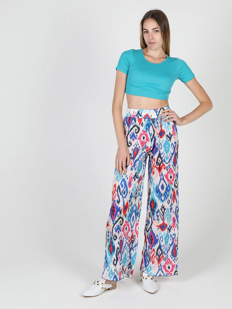 Pantaloni donna leggeri a palazzo colorati - blu