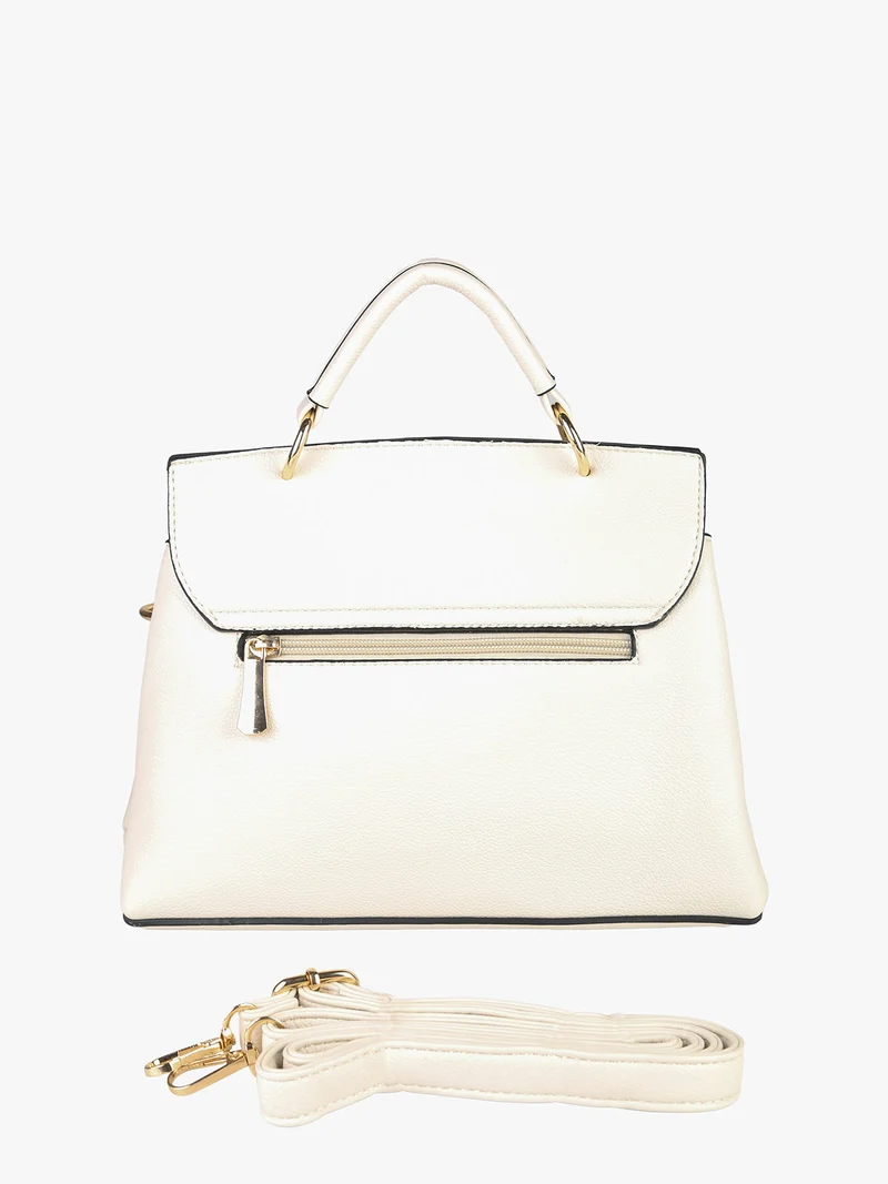 Borsa frame con tracolla e borchie - bianco