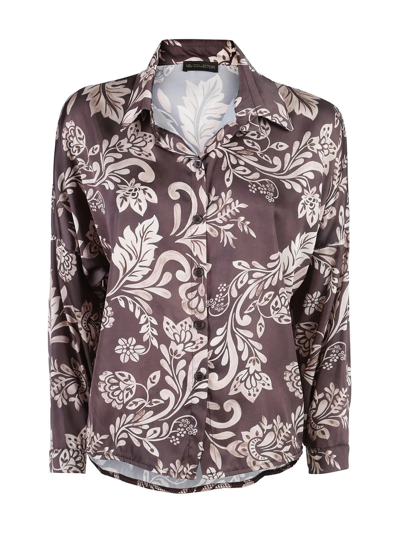 Camicia donna a fantasia - marrone