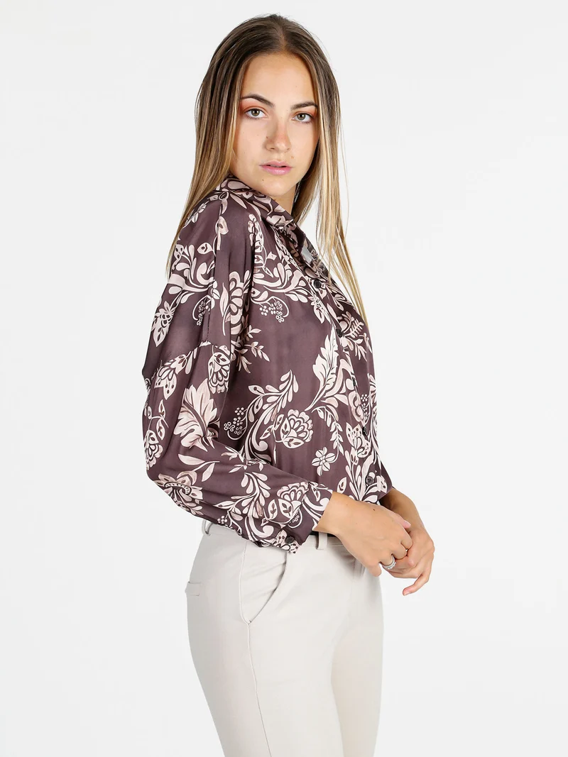 Camicia donna a fantasia - marrone