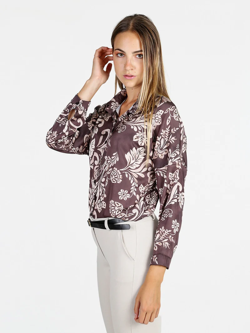 Camicia donna a fantasia - marrone