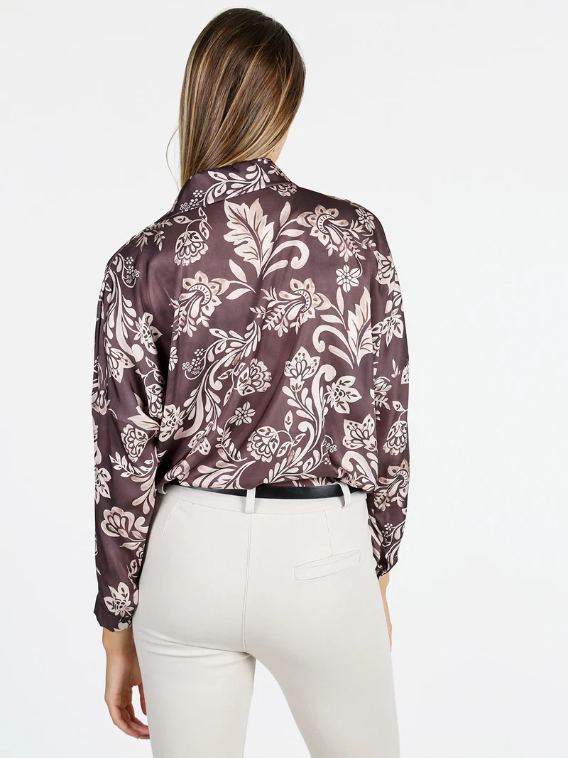 Camicia donna a fantasia - marrone
