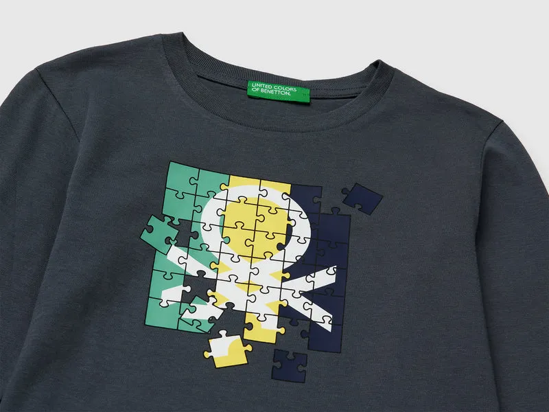 Bio-Baumwoll-T-Shirt mit Logodruck