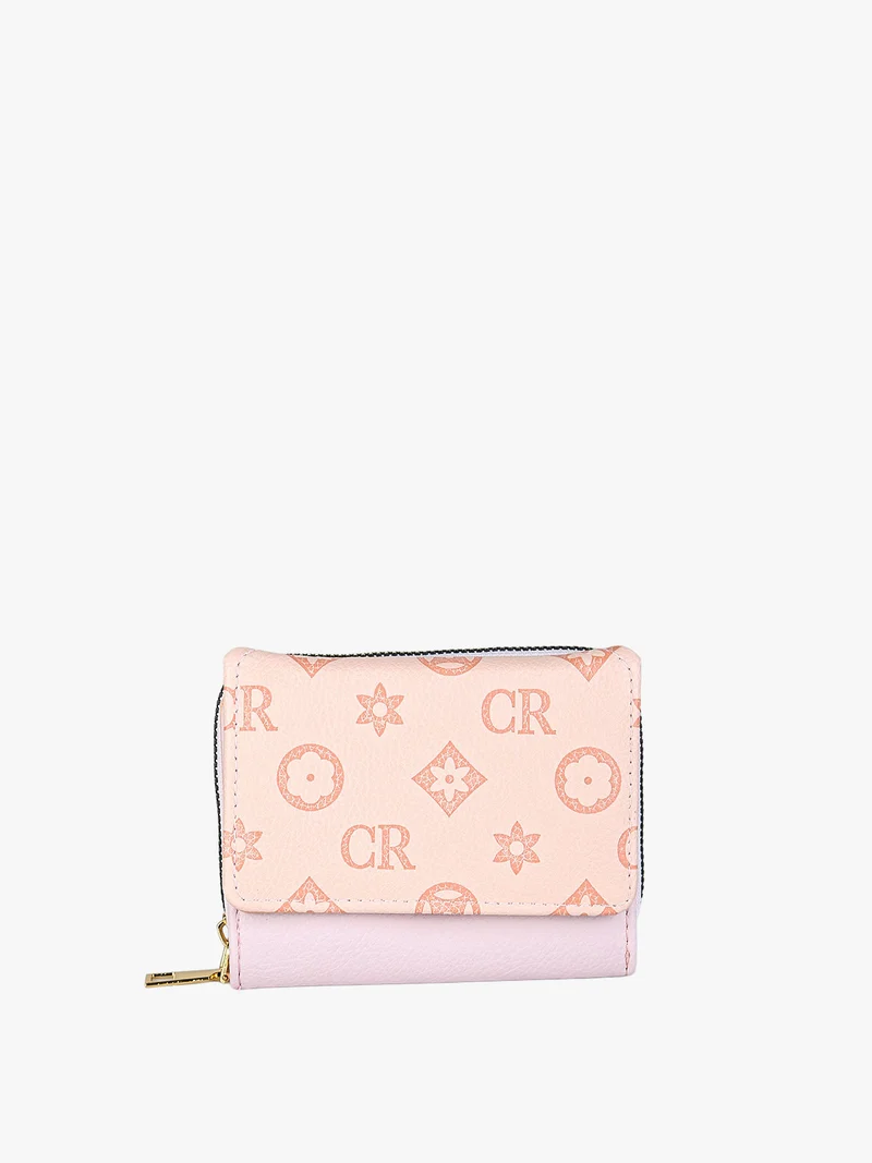 Portafoglio mini da donna con stampa monogramma - rosa