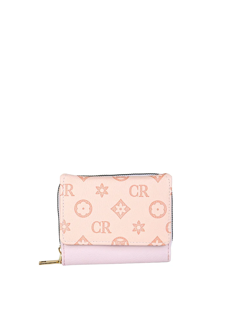 Portafoglio mini da donna con stampa monogramma - rosa