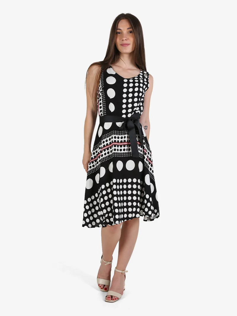 Vestito smanicato da donna a pois - nero