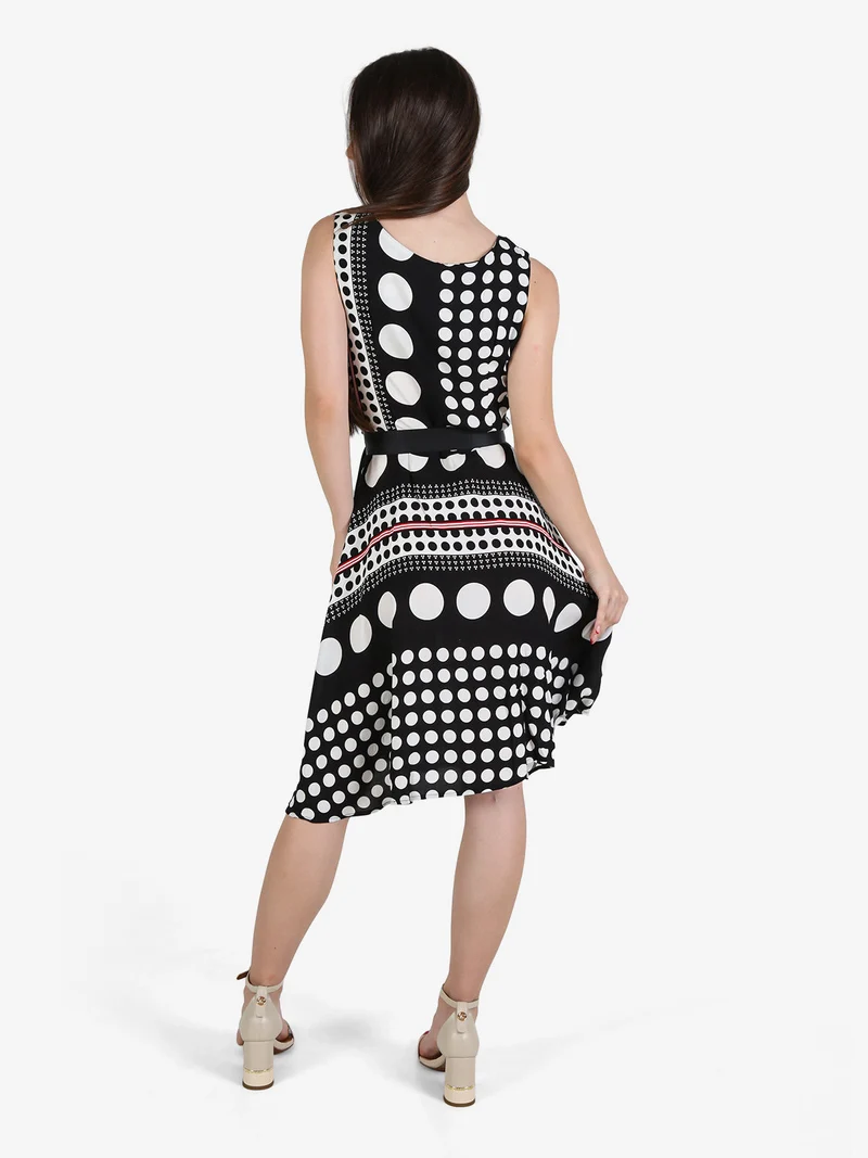 Vestito smanicato da donna a pois - nero