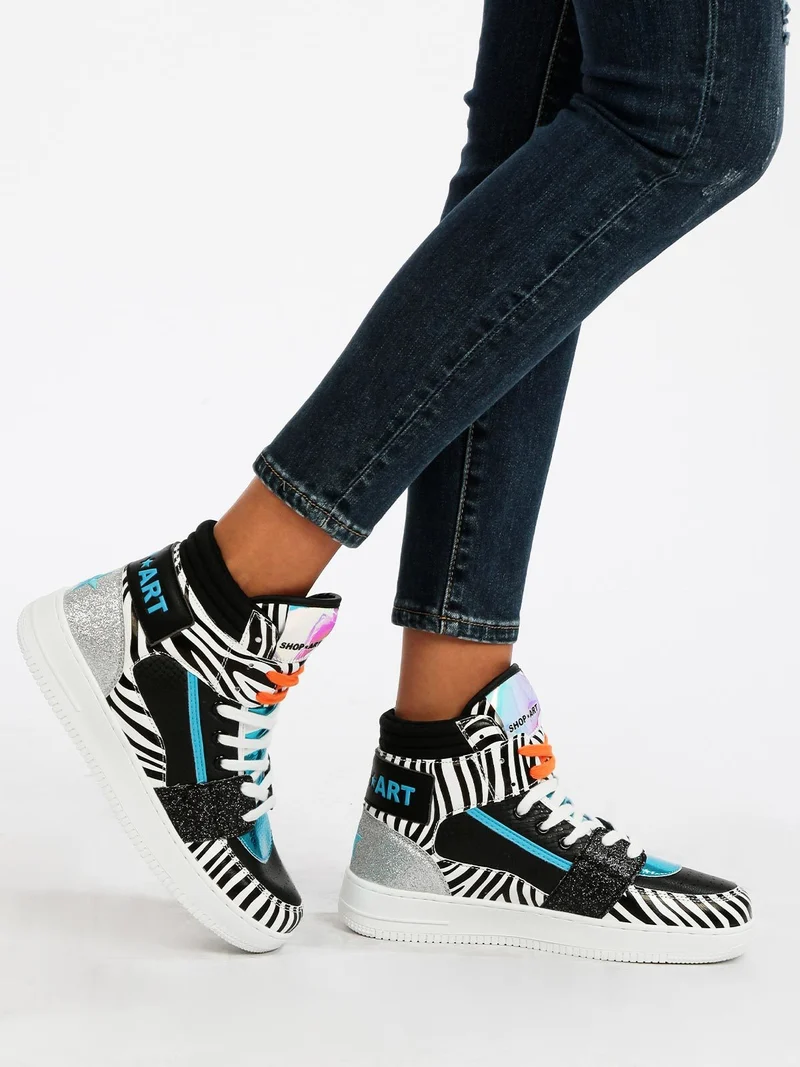 BASKET HAILEY Sneakers alte donna zebrate/glitter - multicolore