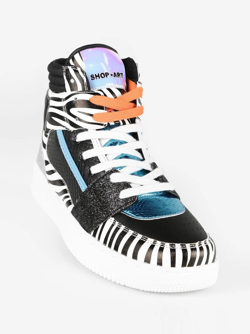 BASKET HAILEY Sneakers alte donna zebrate/glitter - multicolore