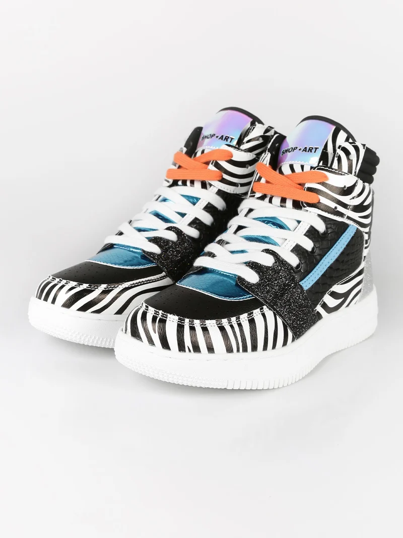 BASKET HAILEY Sneakers alte donna zebrate/glitter - multicolore