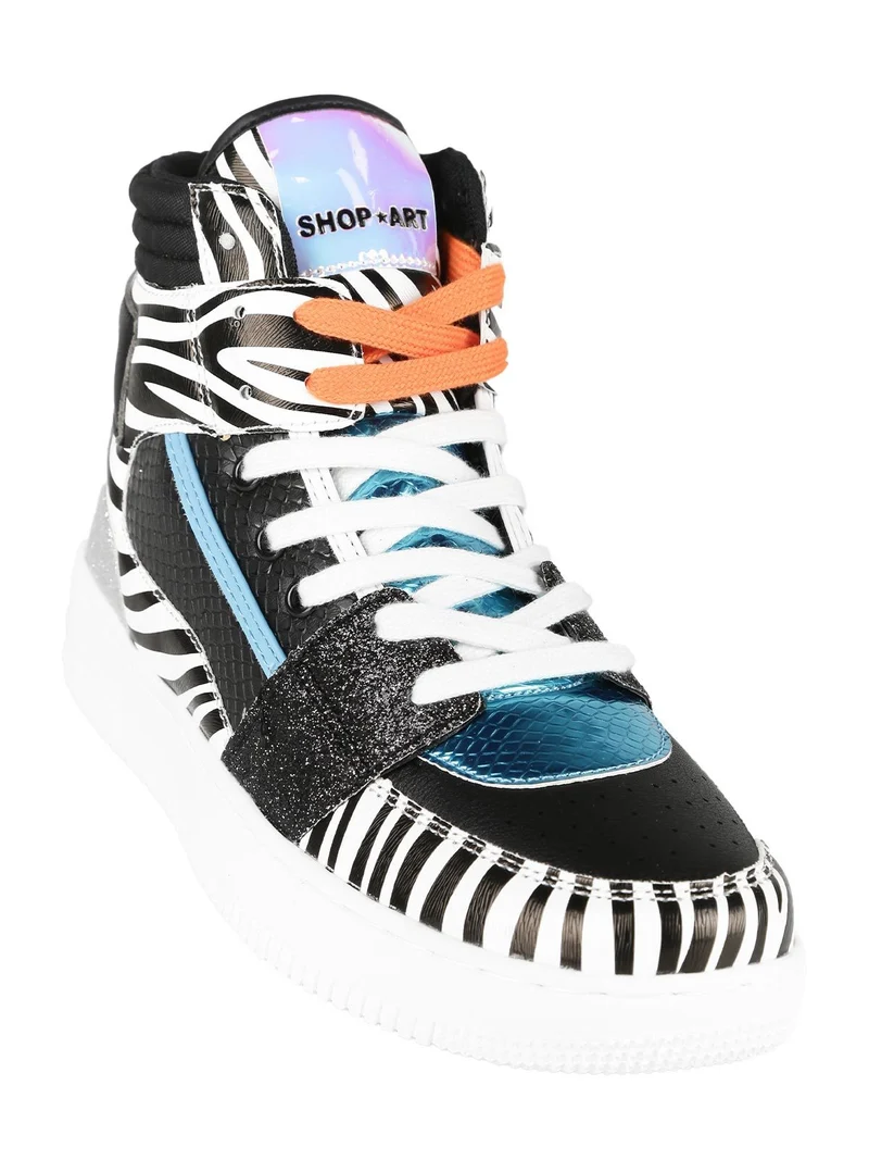 BASKET HAILEY Sneakers alte donna zebrate/glitter - multicolore