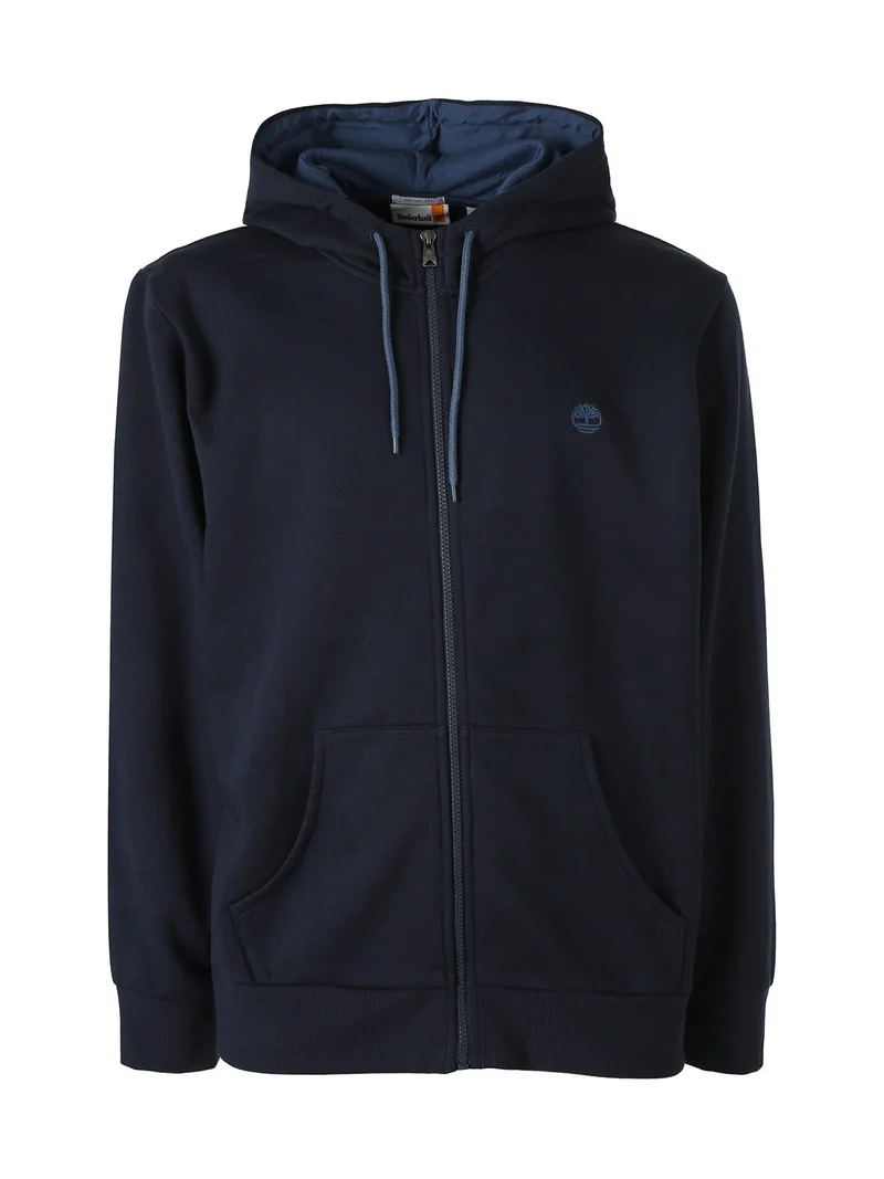 Felpa da uomo con cappuccio e zip con interno spazzolato - blu scuro