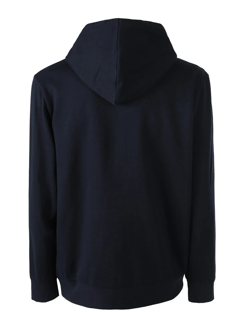 Felpa da uomo con cappuccio e zip con interno spazzolato - blu scuro