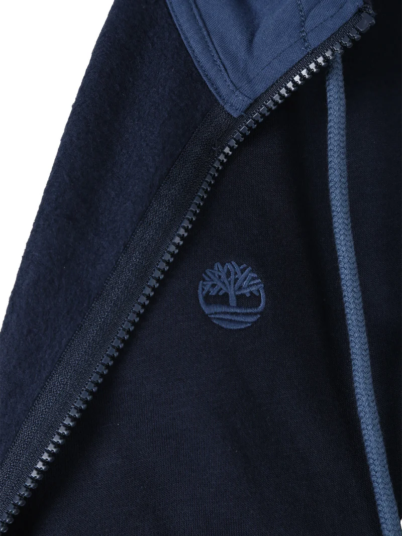 Felpa da uomo con cappuccio e zip con interno spazzolato - blu scuro