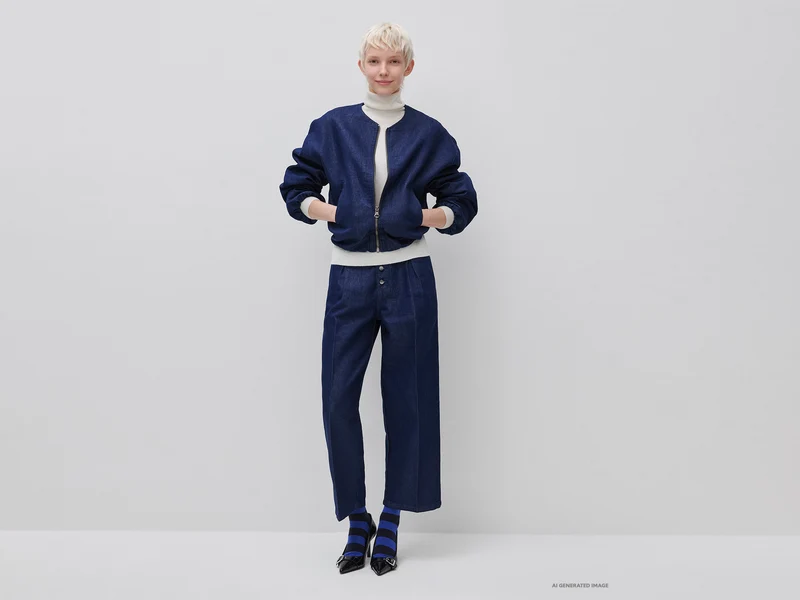 Jeans-Bomberjacke mit Lurex