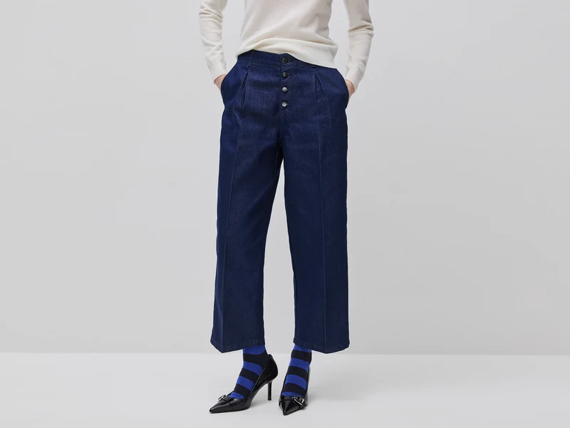 Weit geschnittene Jeans mit Lurex